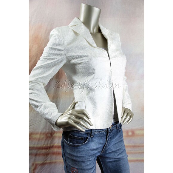 $1600 AKRIS Punto Ivory Off White Textured Raised Fitted Jacket 6 - Picture 2 of 7